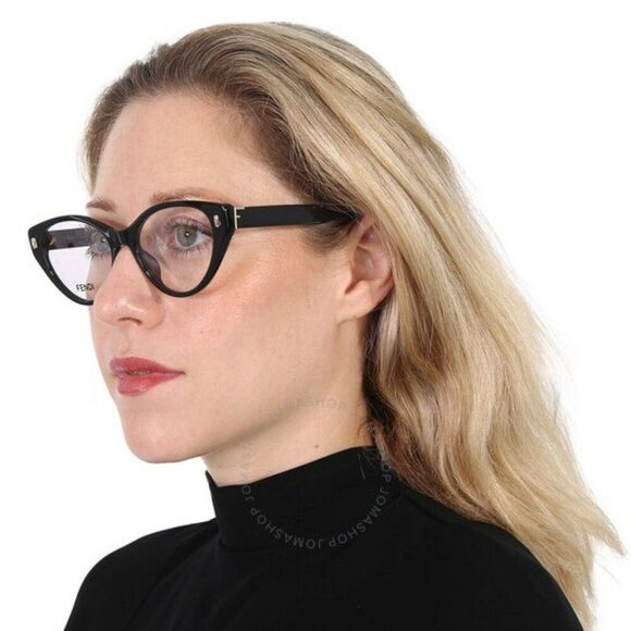 NEW Fendi FE50020I FIRST 001 Shiny Black Women Cat Eye Eyeglasses - Picture 1 of 11